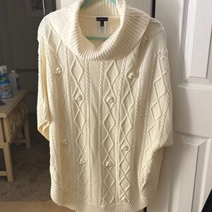 Talbots Women's Ivory Cowl Neck cape Sweater